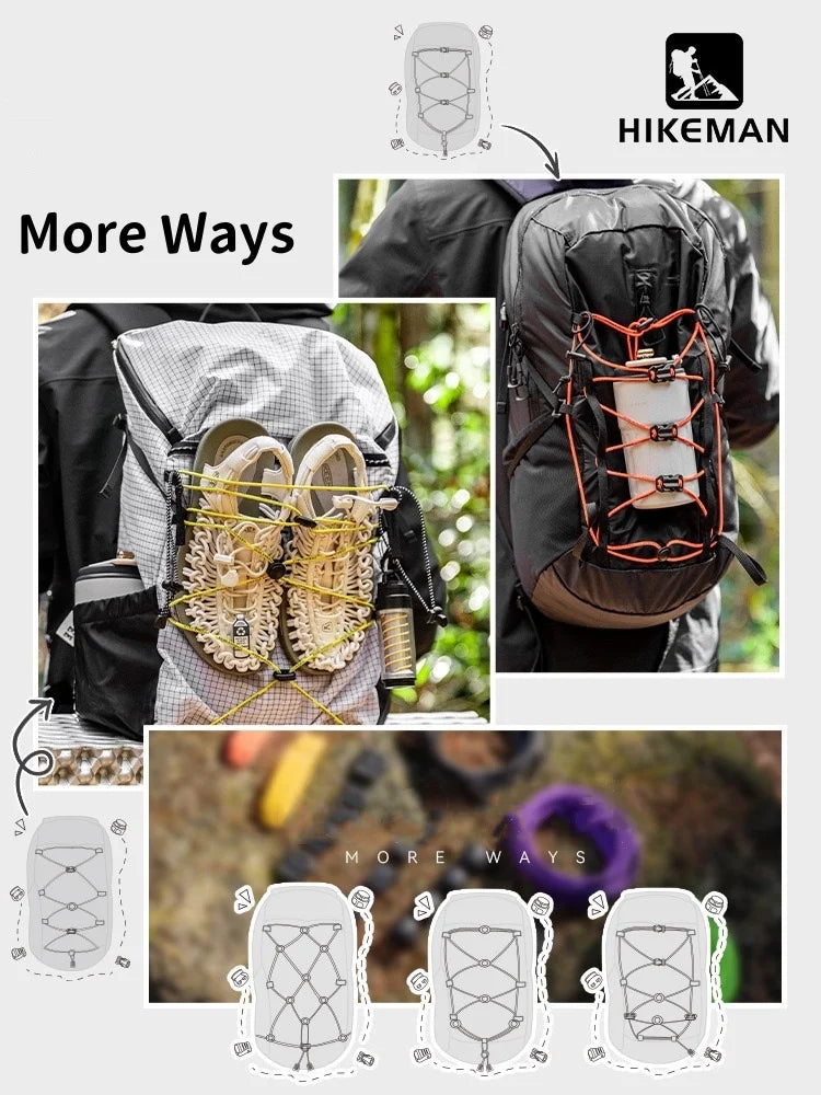 DIY Elastic Backpack Expansion Rope Set - Outdoor Camping & Mountaineering Gear Strap with Adjustable Buckle