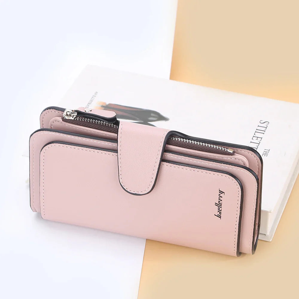2024 Women’s Long Wallet – Custom Name Engraving, 15 Card Holders & Zippered Classic Purse