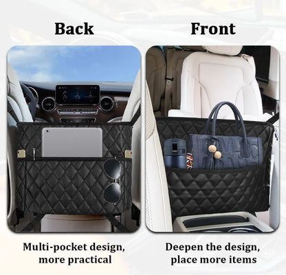 SEAMETAL PU Leather Car Handbag Holder - Seat Back Hanging Storage Organizer for Auto Interior