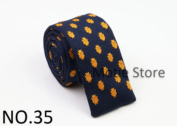 Classic Knit Neck Tie for Men — 6cm Plaid & Dots Casual Business Wedding Tie