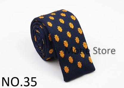 Classic Knit Neck Tie for Men — 6cm Plaid & Dots Casual Business Wedding Tie