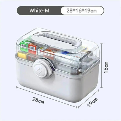 Large Capacity Family Medicine Organizer Box – Portable Plastic First Aid Kit & Home Medicine Storage Organizer