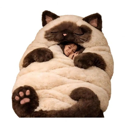 190x80cm Plush Animal Sleeping Bag for Adults – Soft Envelope Slumber Sack with Cat, Frog, Shark & Rabbit Designs for Home & Travel