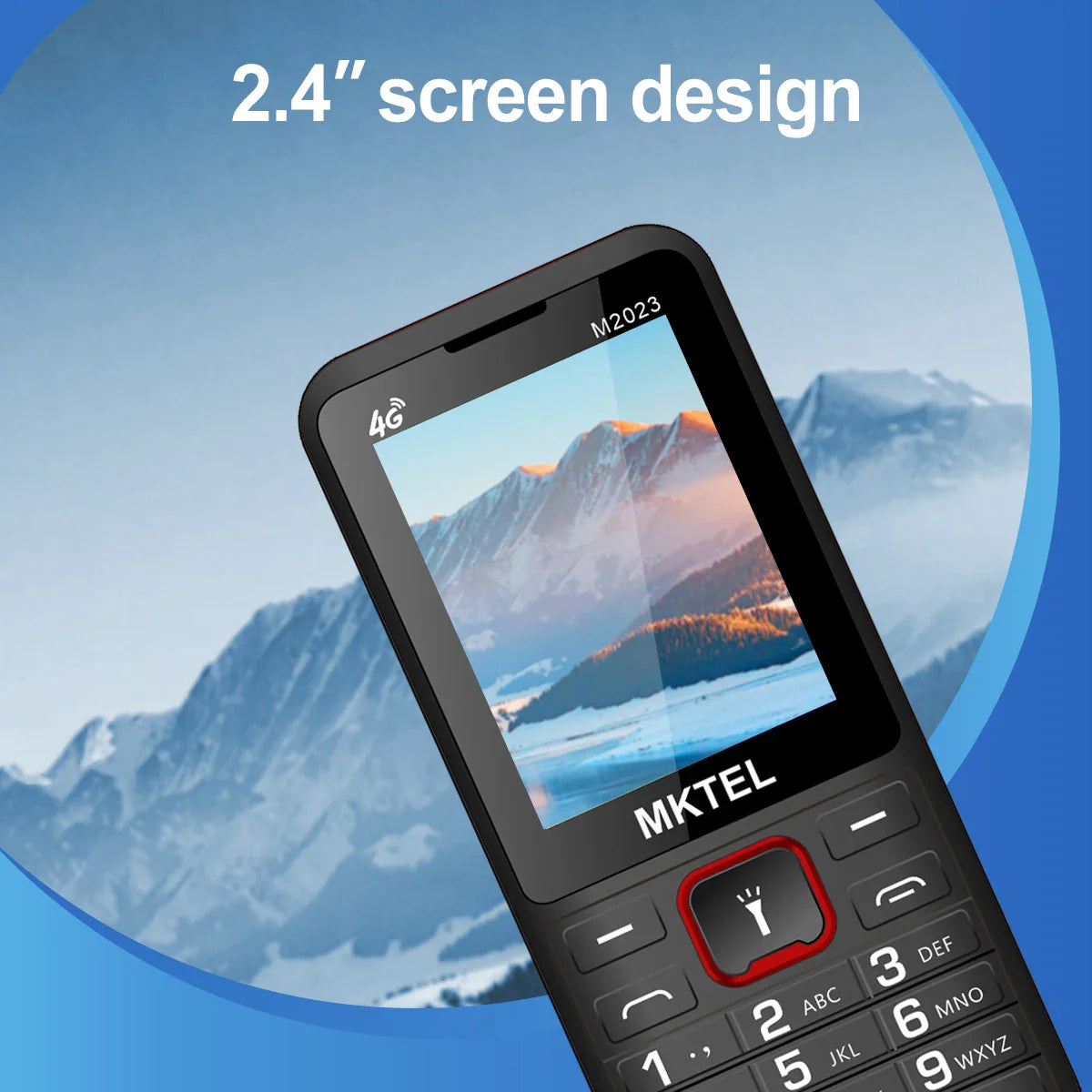 MKTEL M2023 4G Feature Phone – 2.4" Screen, Dual SIM, 1800mAh Battery, MP3/MP4/FM Radio, Puguang Lamp