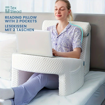 Extra Large Memory Foam Reading Pillow – Armrest Bed Pillow for Gaming, Working, and Relaxing with Removable Cover, 1 PC