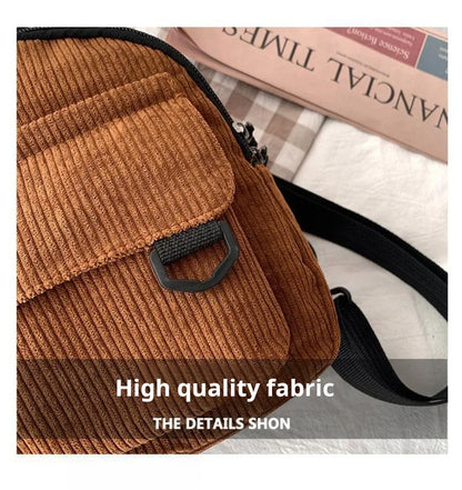 Women's Mini Backpack - Fashionable Solid Color Corduroy Casual Schoolbag with Large Capacity