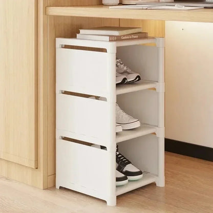 Multiple Layers Shoe Organizer Rack - Space-Saving Stackable Shelf for Wall Corner, Adjustable Shoe Storage Cabinet