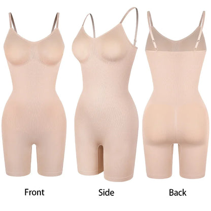Women’s Bodysuit Shapewear Tank Top — Tummy Control Full Body Shaper with Anti-Chafing Shorts, Waist Trainer & Butt Lifter
