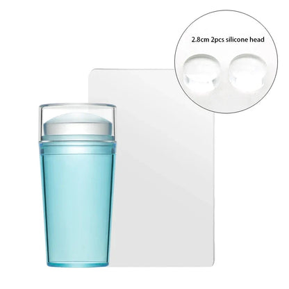 Clear Jelly Nail Stamper Set - Silicone Nail Art Stamp Tool with Scraper for Manicure Designs