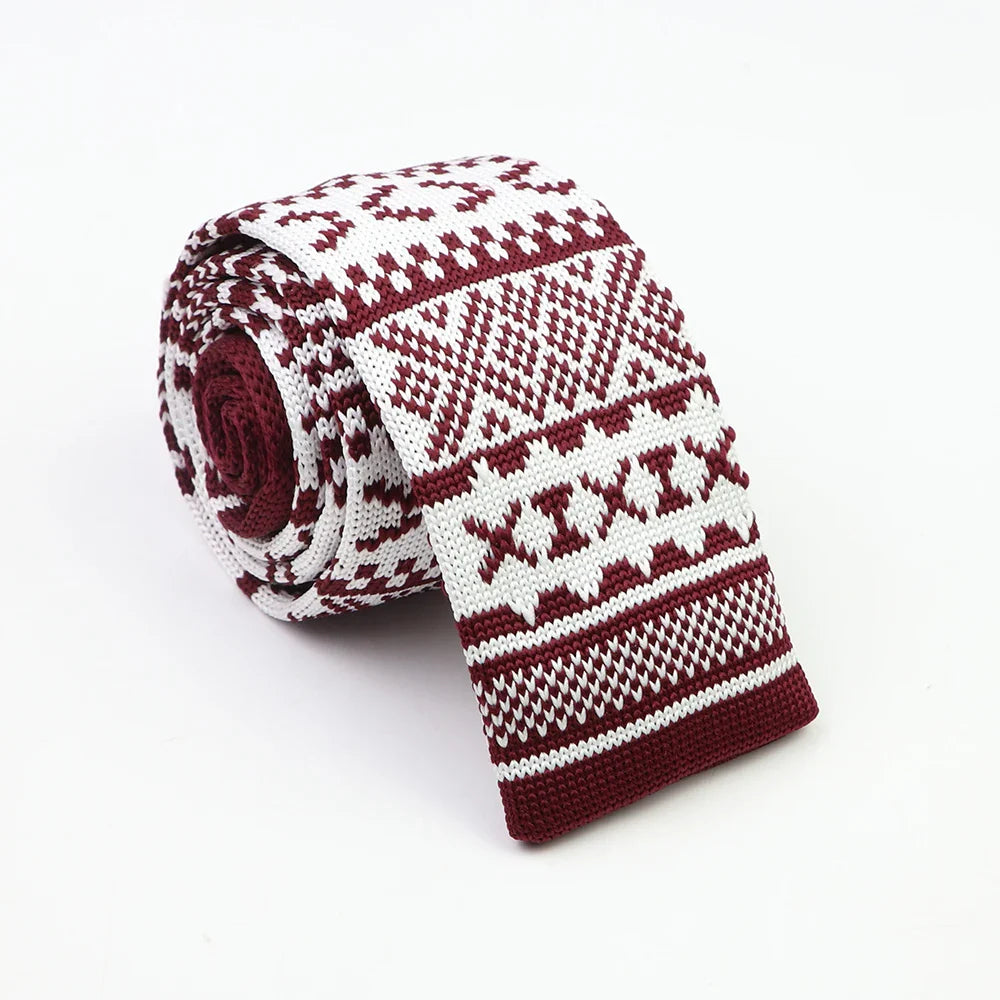 Classic Knit Neck Tie for Men — 6cm Plaid & Dots Casual Business Wedding Tie
