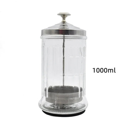 Beauty Hair Sponge Stainless Steel Glass Disinfection Jar — Filtered Sterilization Container for Salon Tools