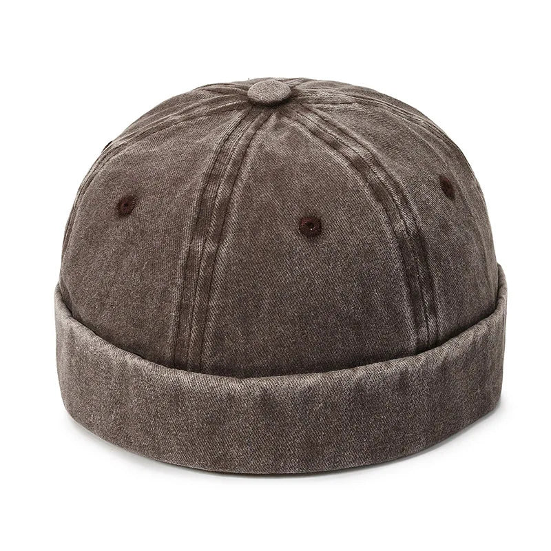 Fashion Denim Docker Cap – Brimless Skullcap Sailor Beanie Hat for Men & Women, Solid Color Adjustable Bucket Dad Cap Streetwear Style