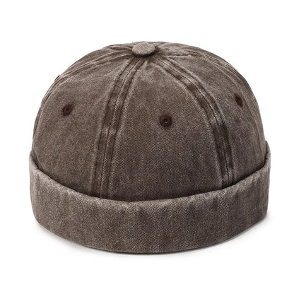 Fashion Denim Docker Cap – Brimless Skullcap Sailor Beanie Hat for Men & Women, Solid Color Adjustable Bucket Dad Cap Streetwear Style