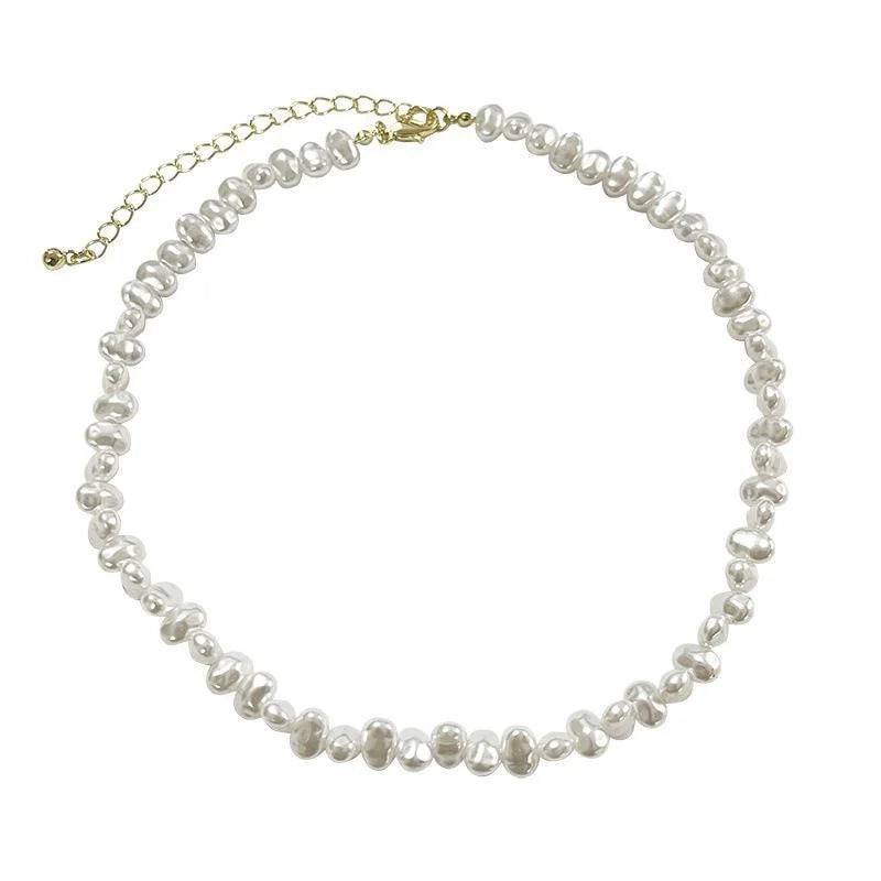 Simple Imitation Pearl Necklace – Adjustable Elegant Irregular Beads, Trendy Jewelry for Women, Girls, Date, Wedding & Party Gift