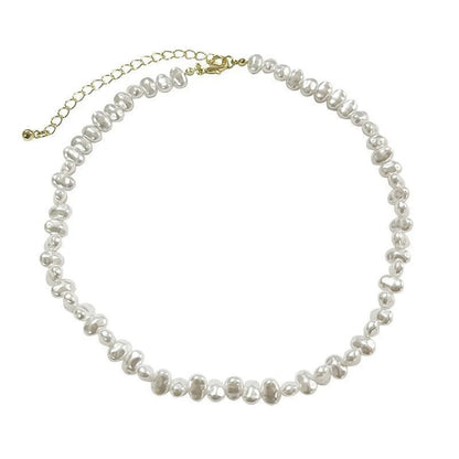 Simple Imitation Pearl Necklace – Adjustable Elegant Irregular Beads, Trendy Jewelry for Women, Girls, Date, Wedding & Party Gift