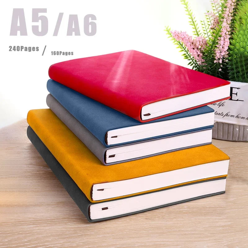 A5 A6 Sheepin Leather Notebook – Office Journal, Diary, Notepad with 160/240 Pages, Lined Stationery for Students