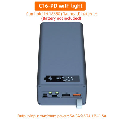 C16 18650 Battery Case | USB Welding-Free Power Bank DIY Shell | Detachable Portable QC 3.0 PD Housing
