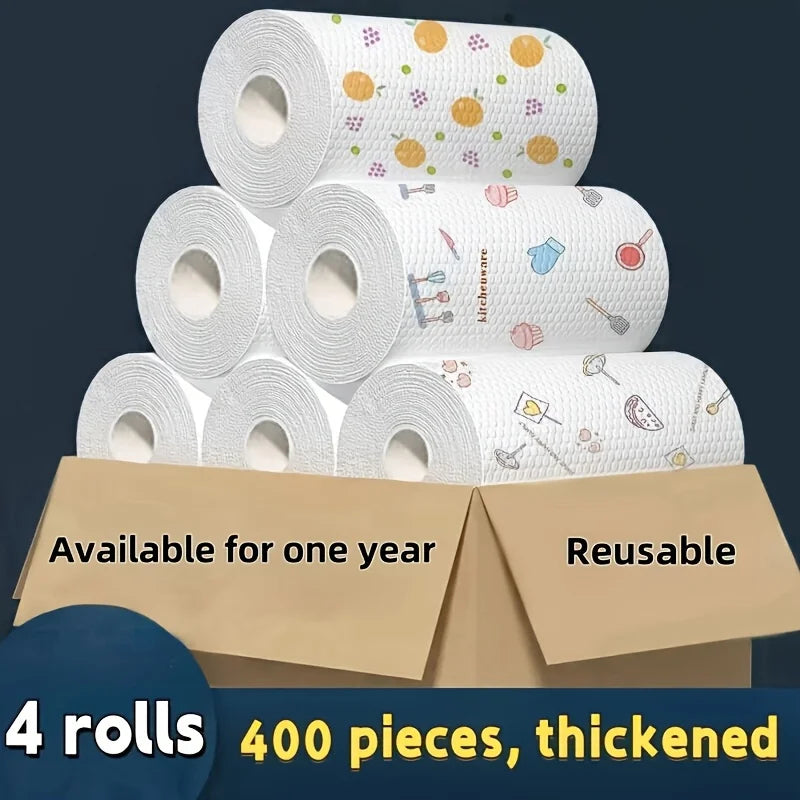 Absorbent Kitchen Dishcloth Roll - Thickened Dry & Wet Cleaning Cloth for Dishes and Sinks