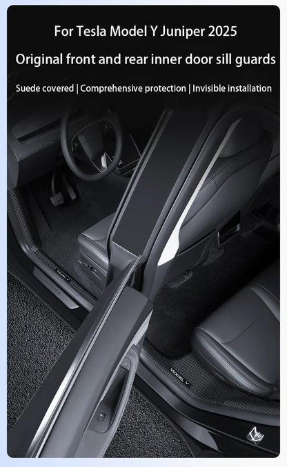 Tesla Model Y Juniper 2025+ Door Threshold Strips – ABS Anti-Scratch & Dirt-Resistant Interior Accessories for Front & Rear Doors