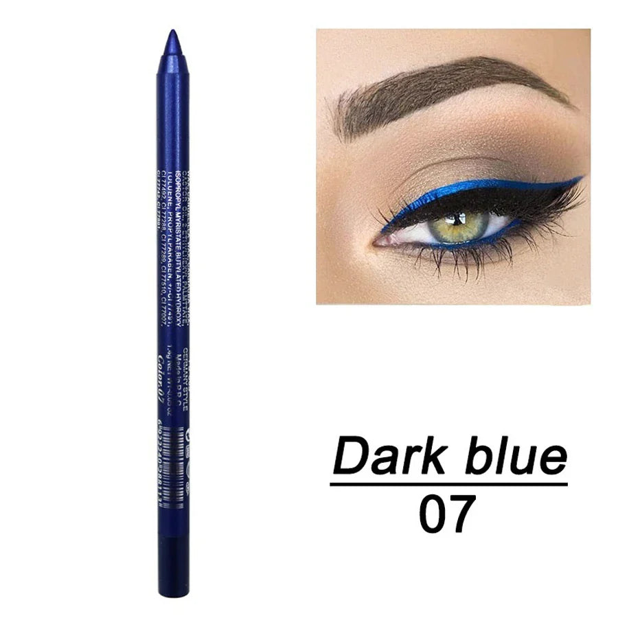 14 Color Metallic Eyeliner Pen – High Pigmented, Pearly Shimmer, Smokey & Punk Style, Long-Lasting & Waterproof