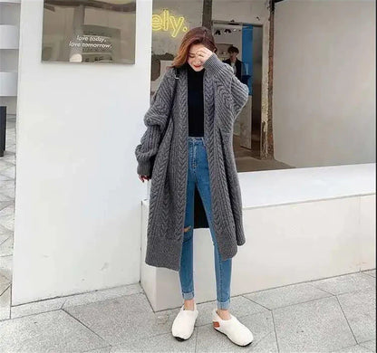 Women's Hollow Out Knitted Cardigan Coat – Casual Loose Fit, Big Size 4XL, Long Gilet Sweater Jacket