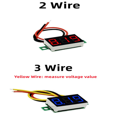 0.36 Inch Red/Blue Digital LED Mini Display - DC2.5V-32V or DC0-100V Voltmeter, Voltage Tester Panel Gauge for Motorcycle and Car