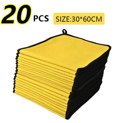 5/10/15/20PC Microfiber Car Cleaning Towels – High Absorption Multipurpose Cloths for Car Wash & Kitchen Cleaning