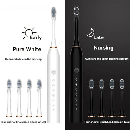 Automatic Electric Toothbrush - Smart Six-Speed Rechargeable Soft Bristle Toothbrush for Adults and Children All Ages