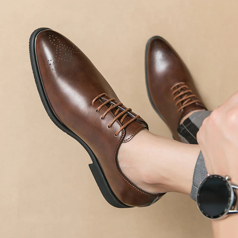 Luxury Men’s Leather Oxford Dress Shoes – High-Quality Gentleman Wedding & Office Shoes 2024