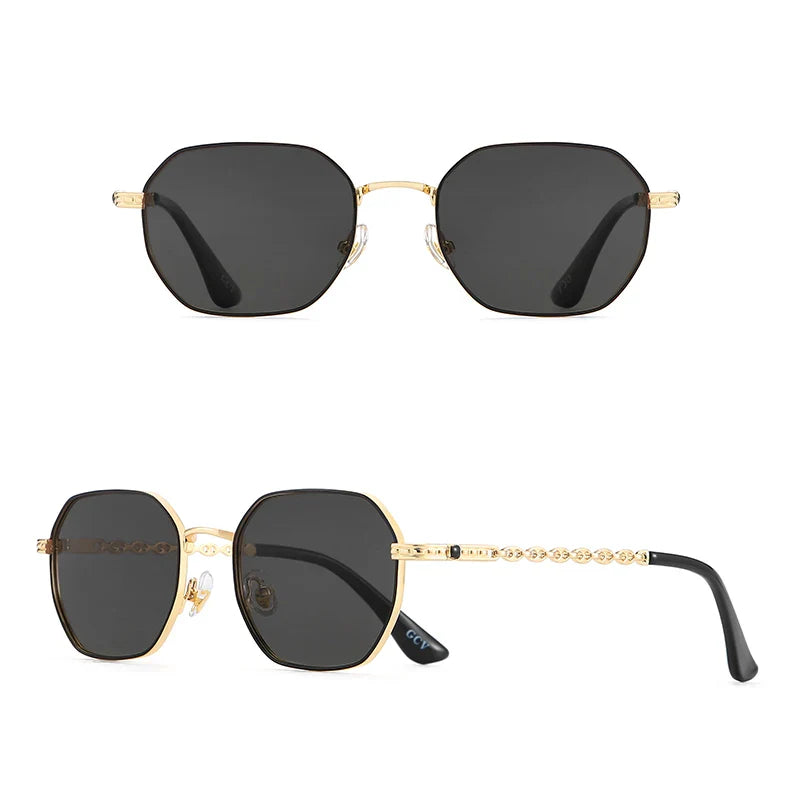 GCV Classic Retro Women's Rectangular Sunglasses — Metal Frame with Polaroid Lenses