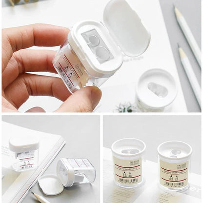 Portable Double Hole Clear Round Pencil Sharpener – Gift for Students