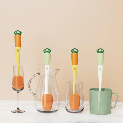 3-In-1 Long Handle Bottle Cleaning Brush - Sponge Bottle Gap Cleaner and Cup Cleaner for Kitchen