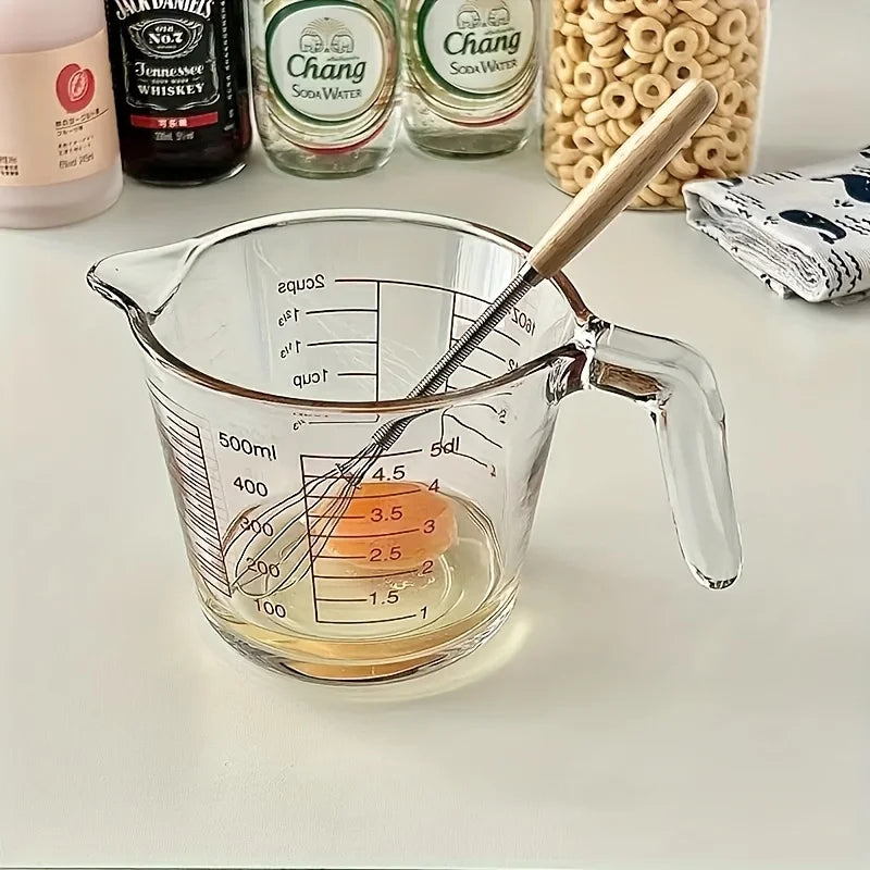 Mini Stainless Steel Whisk — Egg Beater and Milk Frother with Solid Wood Handle for Blending and Beating