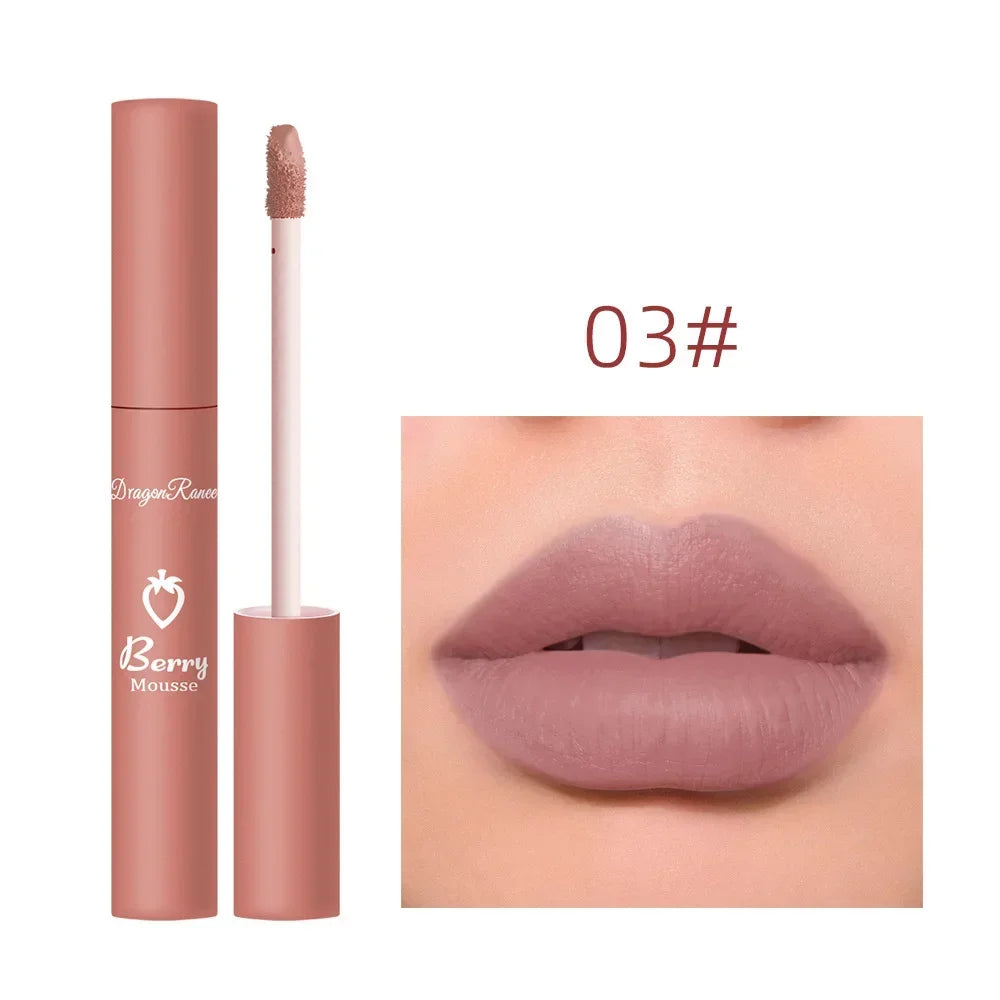 Nude Matte Lip Gloss - 12 Colors Long-Lasting Velvet Waterproof Non-Fade Non-Stick Lipstick for Women’s Makeup