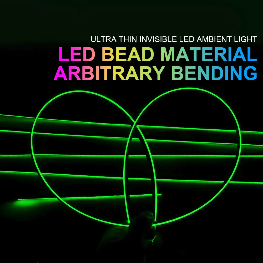 6/10/14/18-in-1 LED Car Ambient Lights – RGB 213 64-Color Acrylic Strips, Rainbow Symphony Streamer Interior Atmosphere Lamp Kit