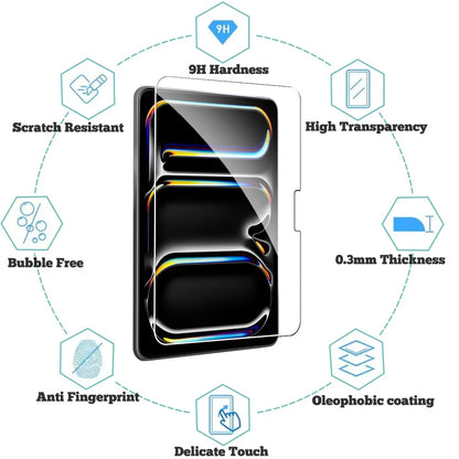 2-Pack Tempered Glass Screen Protector for iPad Pro & Air 12.9"/13"/11" — Compatible with M2/M3/M4/M5 (2024–2025)