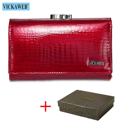 Women’s Genuine Leather Short Wallet – Fashion Alligator Hasp & Zipper Coin Purse AE2155