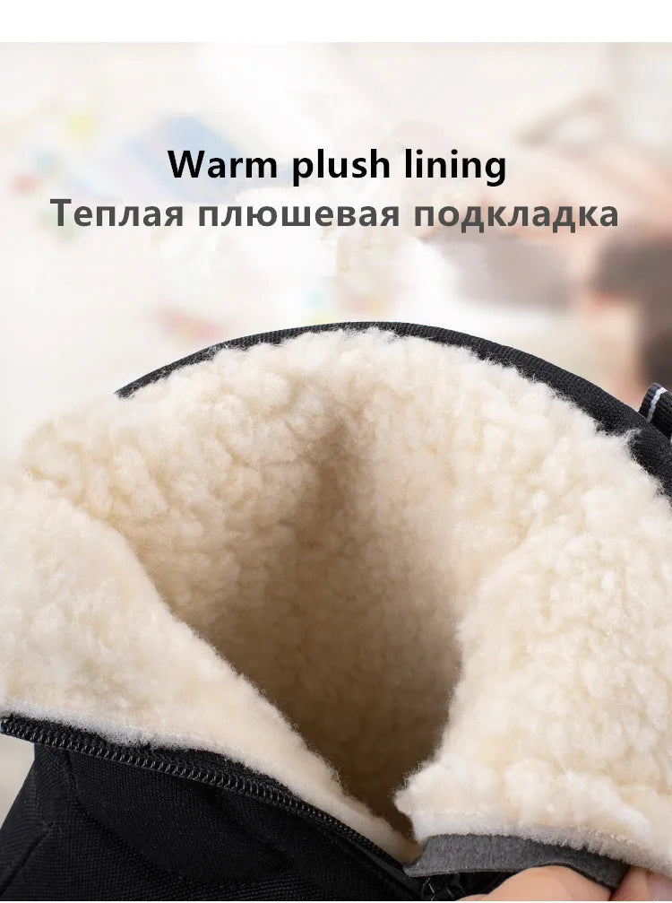 Large Winter Men’s Boots – Warm Plush Ankle High-Top Snow Boots, Sweat-Wicking Outdoor Sneakers