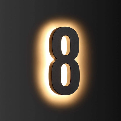 Illuminated Backlit LED House Numbers - Stainless Steel Floating Outdoor Address Sign with Durable Waterproof Finish