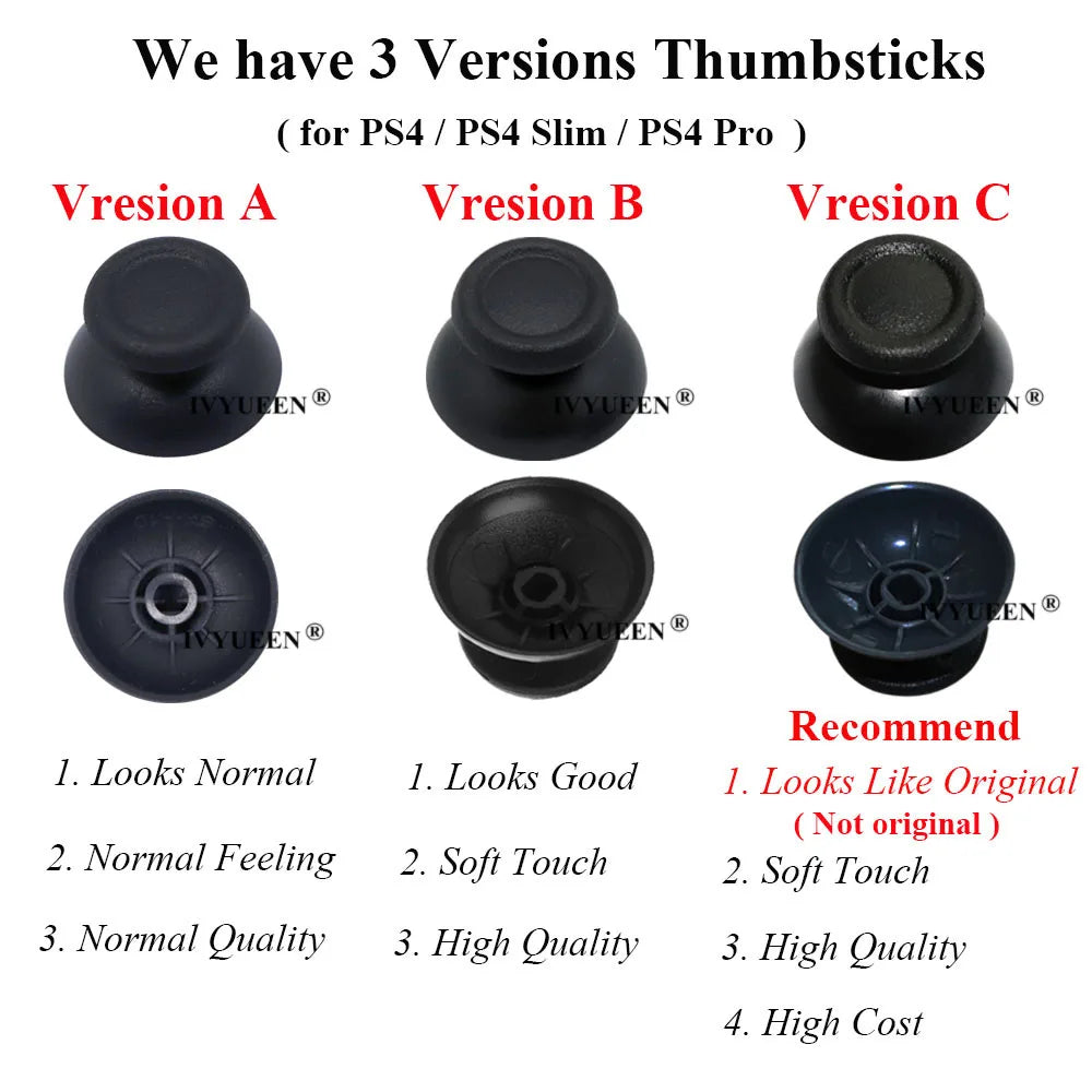 IVYUEEN 100PCS Black Analog Stick Caps – Thumb Grip Covers for PS5, PS4, PS3 & Xbox Controllers