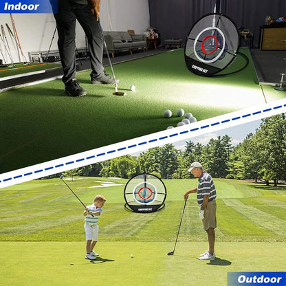 Pop-Up Golf Practice Chipping Net with Hitting Mat – Portable Folding Training Target Net for Swing Accuracy and Golf Practice Drills