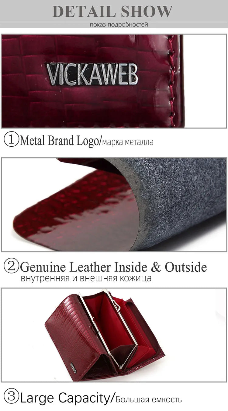 Women’s Genuine Leather Short Wallet – Fashion Alligator Hasp & Zipper Coin Purse AE2155