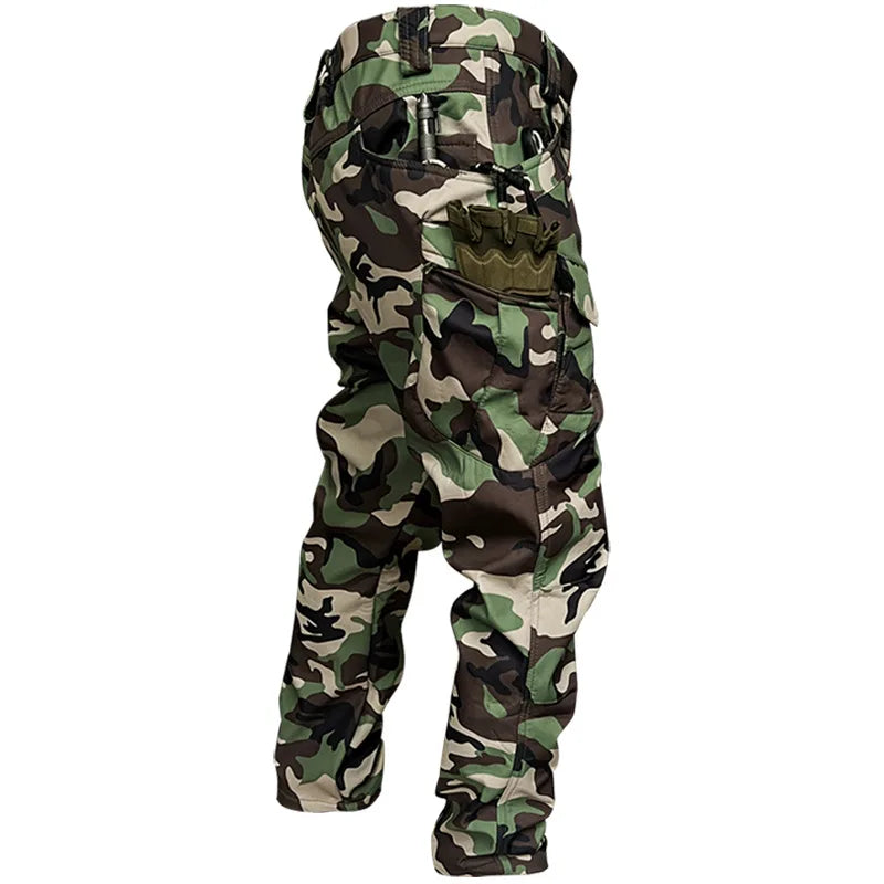 Men’s Winter Tactical Soft Shell Cargo Pants S–4XL – Windproof Waterproof Shark Skin Outdoor Multi-Pocket Combat Trousers