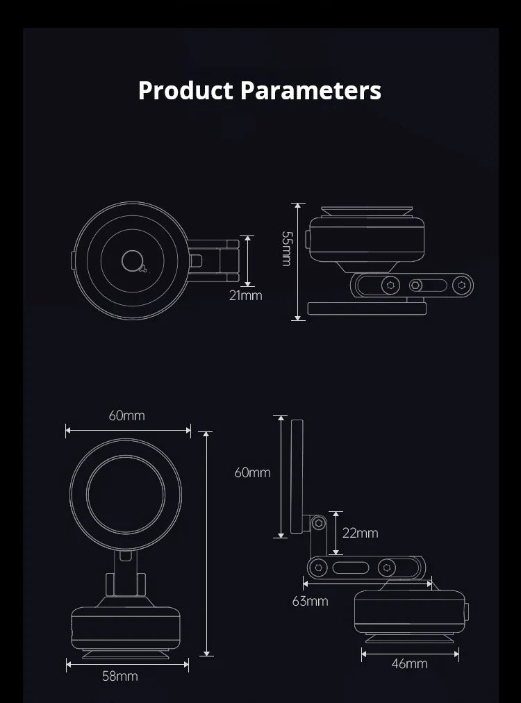 Magnetic Vacuum Adsorption Car Mount – Foldable 360° Rotating Aluminum Alloy Phone Holder for Smartphones
