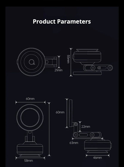 Magnetic Vacuum Adsorption Car Mount – Foldable 360° Rotating Aluminum Alloy Phone Holder for Smartphones