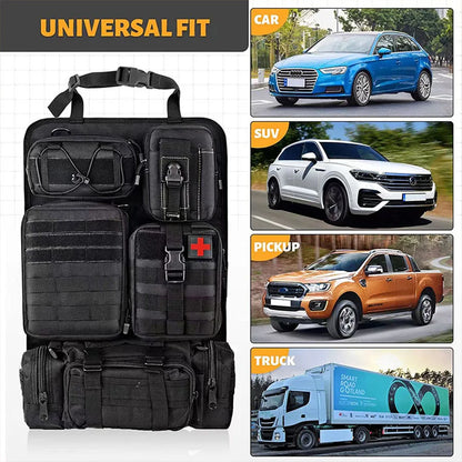 Multifunctional 6 in 1 Car Back Seat Tactical Hanging Storage Organizer - 600D, 55x37CM