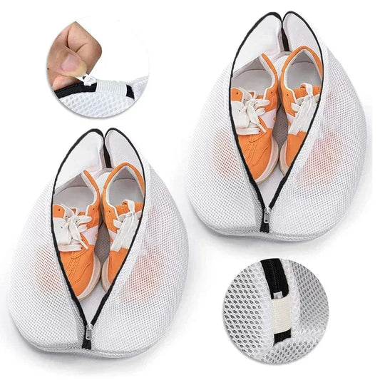 Mesh Laundry Bag for Shoes – Zippered Washing Machine Shoe Storage, Protective Clothes Organizer Box