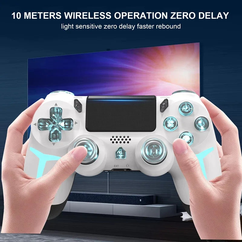 LED Bluetooth Wireless Gamepad – 6-Axis Gyroscope Dual Vibration RGB Controller for PS4, PS3 & PC