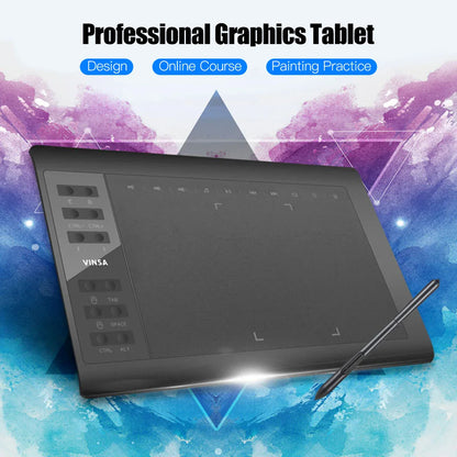 10x6 Inch Professional Graphics Drawing Tablet – 12 Express Keys for Windows & Mac, Digital Painting & Design Tool