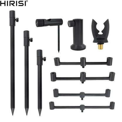 Hirisi Carp Fishing Rod Pod Set - Bank Stick and Buzz Bar, Durable Fishing Rod Holder for Support
